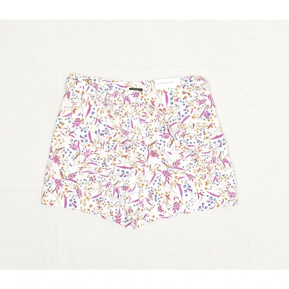 NEW Ann Taylor Women The Tie Waist Short Chino Floral Viscose Multicolor Size M